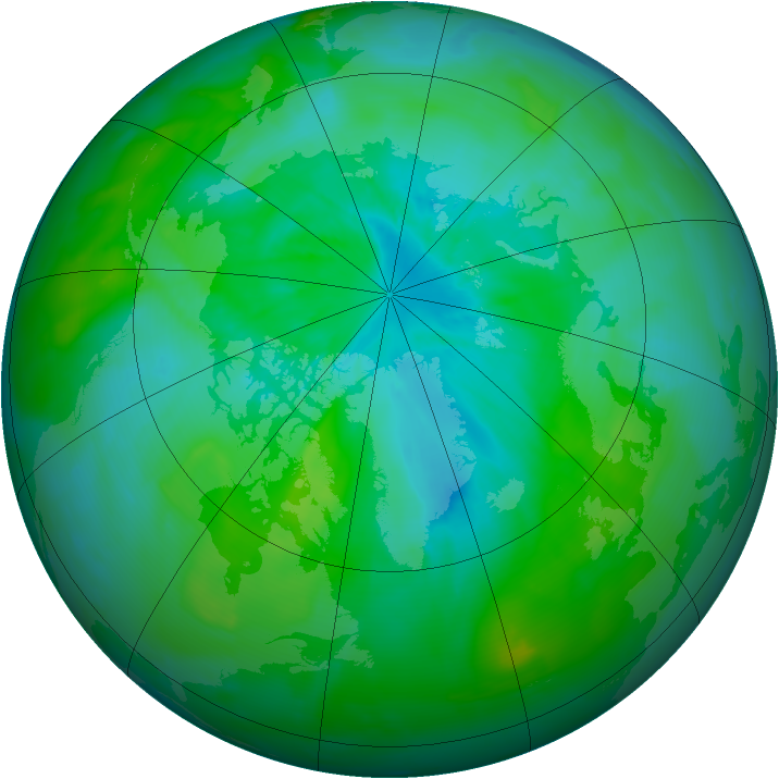 Arctic ozone map for 07 August 2012